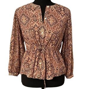 Madewell Drawstring Top in Kaleidoscope Boho Print